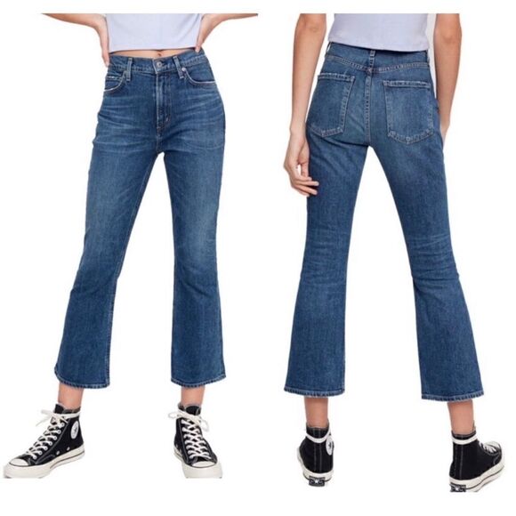 Citizens of Humanity COH Demy Cropped Flare Gleams Stud Embellished Jeans, 24 - Picture 2 of 16